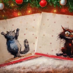 Adventkalender Gewinnspiel mit Katzen-Geschirrtüchern